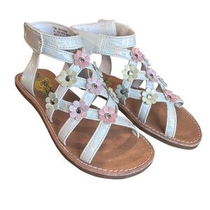 Rachel Shoes Beige and White Floral Sandals